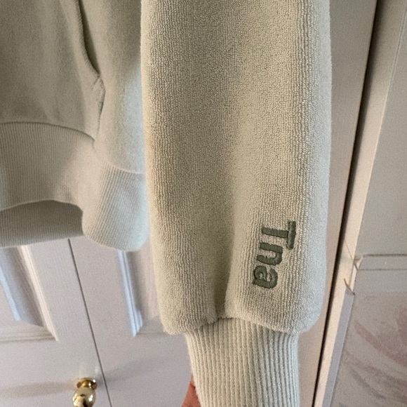 TNA Light Sage Green Terry Towel Boyfriend Hoodie - Picture 2 of 5